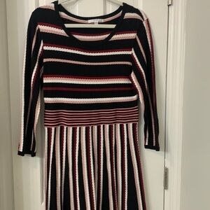 Studio One sweater dress like new size M long sleeve black stripe with pink